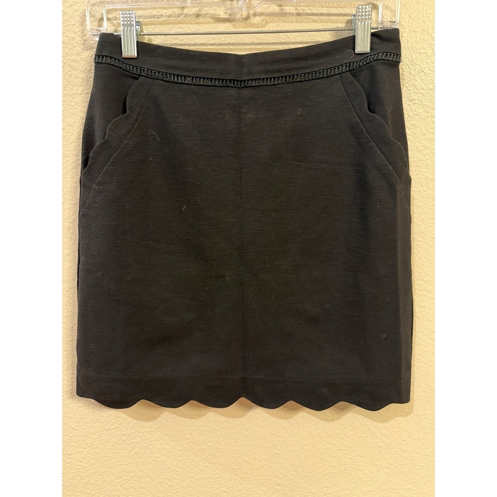 Skies Are Blue Black Scalloped Hem Pocket Detail Mini Skirt SP